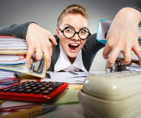 Angry female secretary at work pressure Stock Photo 01