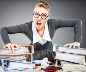Angry female secretary at work pressure Stock Photo 03