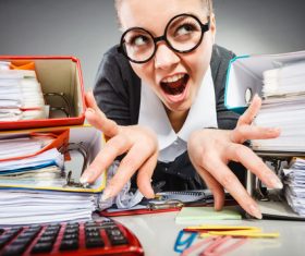 Angry female secretary at work pressure Stock Photo 04