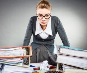 Angry female secretary at work pressure Stock Photo 05