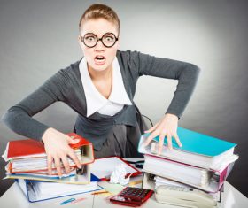 Angry female secretary at work pressure Stock Photo 06