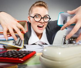 Angry female secretary at work pressure Stock Photo 07