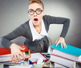 Angry female secretary at work pressure Stock Photo 08