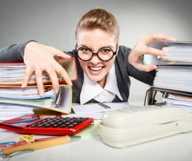 Angry female secretary at work pressure Stock Photo 11