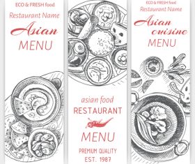 Asian menu card template vector 13