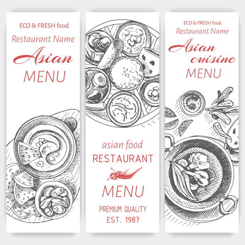 Asian menu card template vector 13