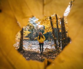 Autumn hiker Stock Photo