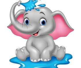 Baby elephant shower cartoon vector