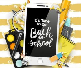 Back to school background with phone vector