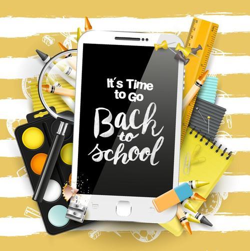 Back to school background with phone vector