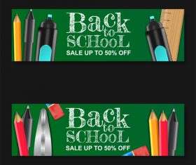 Back to school banner set vector 01
