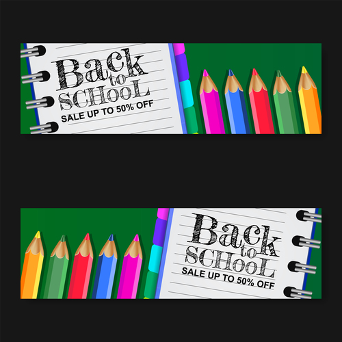 Back to school banner set vector 02
