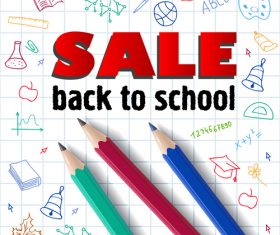 Back to school sale background with stationery vector