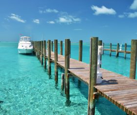 Bahamas yacht pier Stock Photo