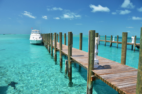 Bahamas yacht pier Stock Photo