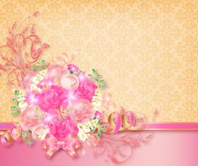 Festvial flower greeting card vector template 03 free download