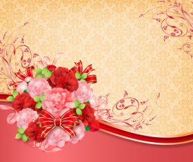 Festvial flower greeting card vector template 03 free download
