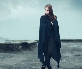 Beautiful girl in black dress Stock Photo 01