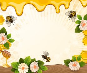 Bees and honey vector background