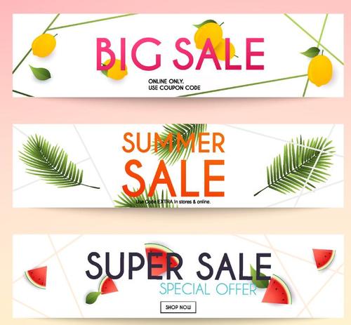 Big sale summer banners vector