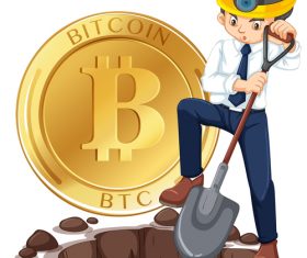 Bitcoin cartoon design vector