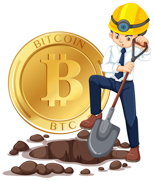 Bitcoin cartoon design vector