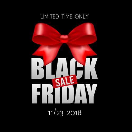Black Friday sale backgrounds with red bows vector 01