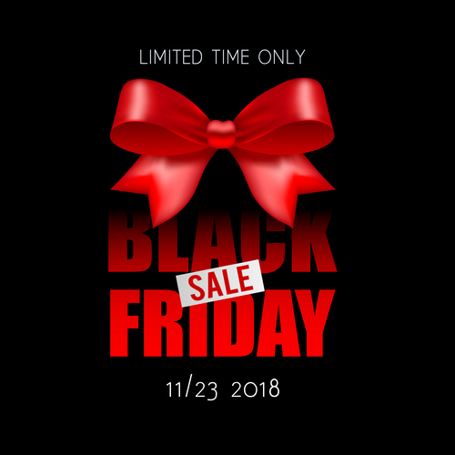 Black Friday sale backgrounds with red bows vector 02