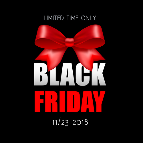 Black Friday sale backgrounds with red bows vector 03