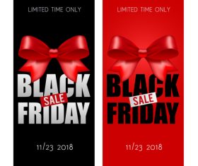 Black Friday sale banners with bows vector