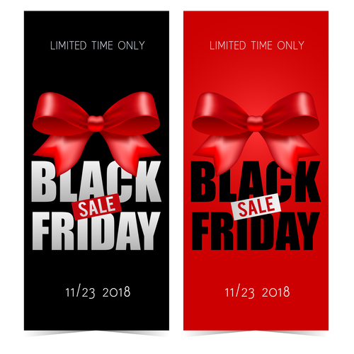 Black Friday sale banners with bows vector