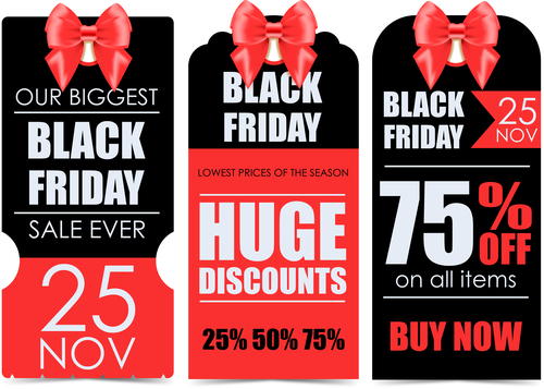 Black Friday sale discount vertical banners template vector