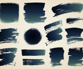 Black stains brush illustration retro vector material 02