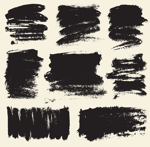 Black stains brush illustration retro vector material 04