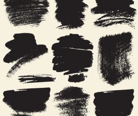 Black stains brush illustration retro vector material 05