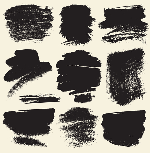 Black stains brush illustration retro vector material 05