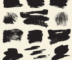 Black stains brush illustration retro vector material 06