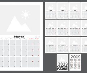 Blank 2019 Calendar vector template