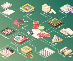 Board games isometric flowchart vector