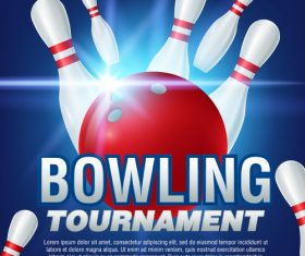 Bowling tournament poster design vector 01