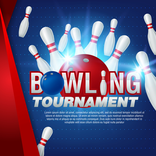 Bowling tournament poster design vector 02