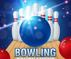 Bowling tournament poster design vector 03