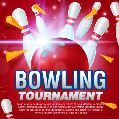 Bowling tournament poster design vector 04