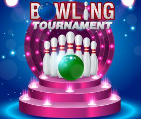 Bowling tournament poster design vector 06