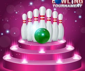Bowling tournament poster design vector 07