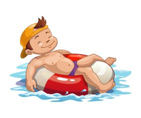 Boy with swimming ring vector