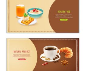 Breakfast realistic banners vector