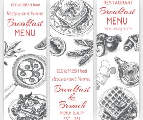 Breakfast with brunch menu card template vector 01