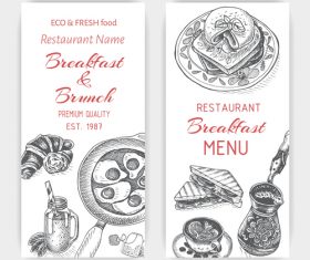 Breakfast with brunch menu card template vector 02