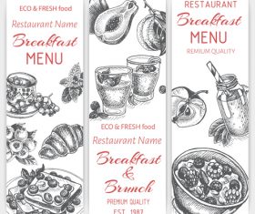 Breakfast with brunch menu card template vector 03